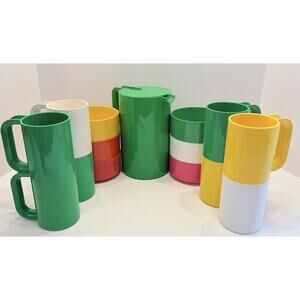 Heller Max 15pc Mug Bowl Pitcher Set Massimo Vignelli USA Rainbow MCM